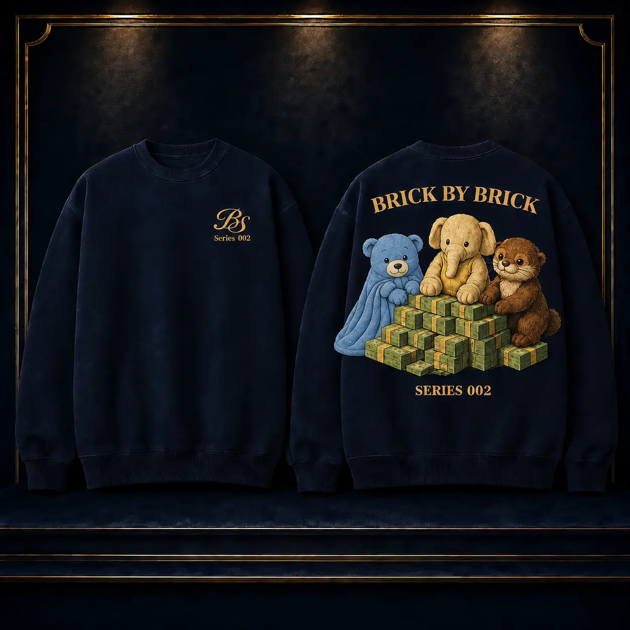 Buddy, Humphrey, Lil Sea “Brick By Brick” Series 002 Sweatshirt — Buffalo Series locked artwork product view