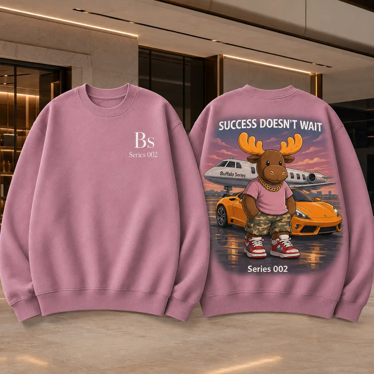 Lumpy "Success Doesn't Wait" Series 002 Sweatshirt — Buffalo Series locked artwork product view
