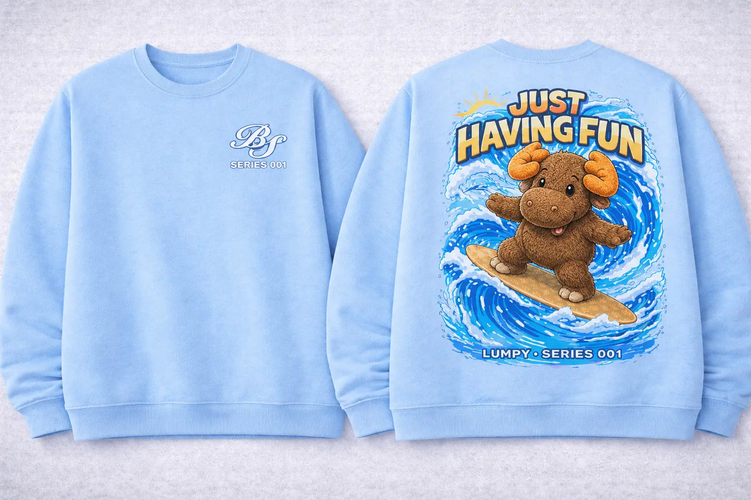 Lumpy  “Just Having Fun” Series 001 Sweatshirt — Buffalo Series locked artwork product view